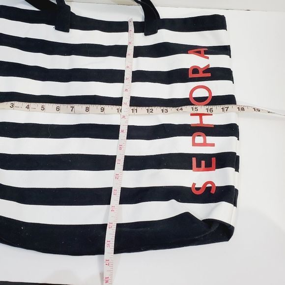 4x$25 Sephora black white stripes open tote bag - Picture 11 of 11